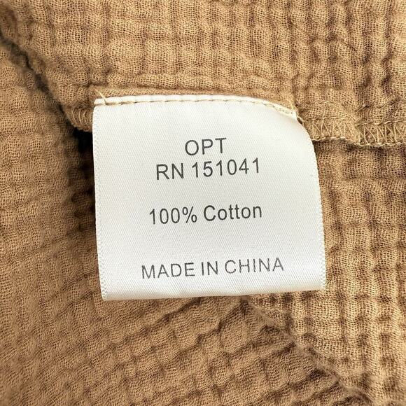 OPT Tiered Babydoll Midi Dress M Puff Sleeve Square Neck Smocked Polka Dot Gauze - Picture 8 of 13